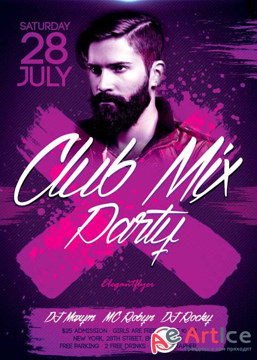 Club Mix Party V1 Flyer PSD Template + Facebook Cover