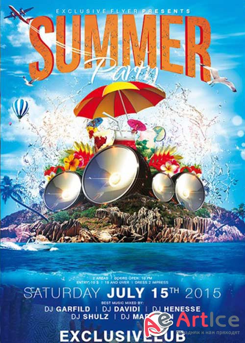 Summer Party V15 Premium Flyer Template + Facebook Cover
