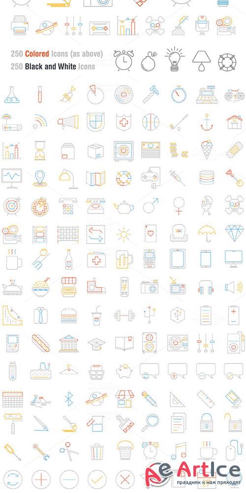 500 Outstanding Line Icons - Creativemarket 43146