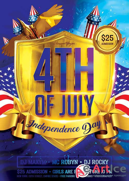 4th of July V3 Flyer PSD Template + Facebook Cover