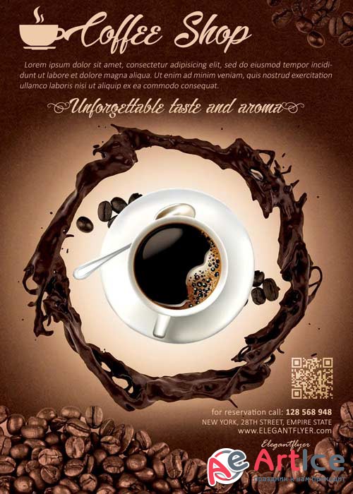 Coffee Shop V2 Flyer PSD Template + Facebook Cover