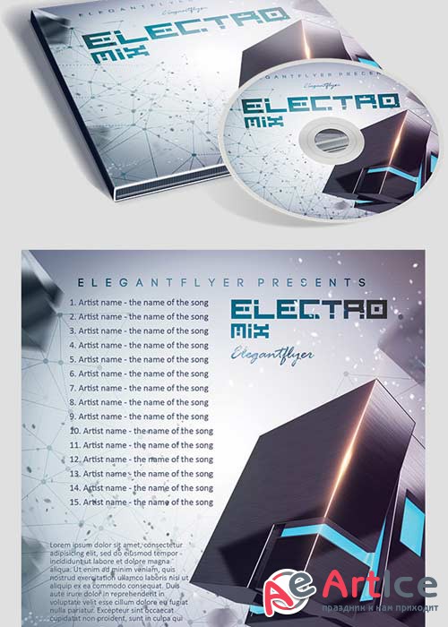 Electro Mix CD Cover PSD Template