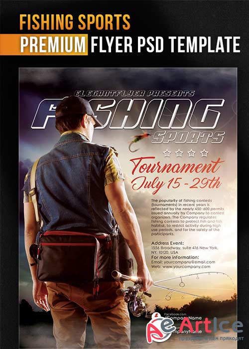 Fishing Sports Flyer PSD Template + Facebook Cover