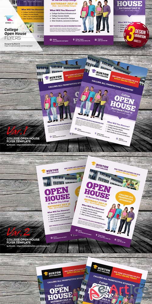 College Open House Flyer Templates - Creativemarket 639554