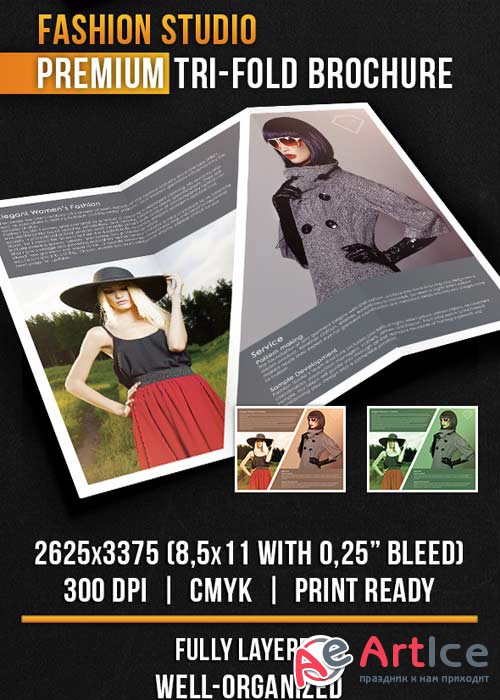 Fashion Studio V2 Tri-Fold Brochure PSD Template