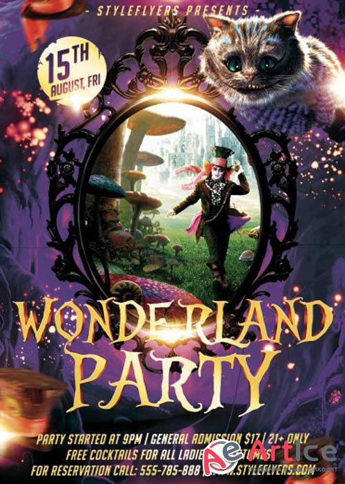 Wonderland Party V1 PSD Flyer Template