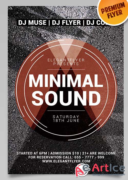 Minimal Sound V15 Flyer PSD Template + Facebook Cover