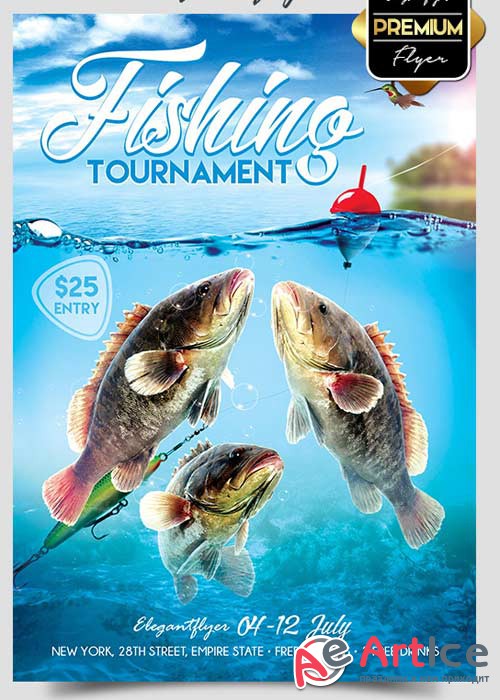 Fishing Tournament Flyer V1 PSD Template + Facebook Cover