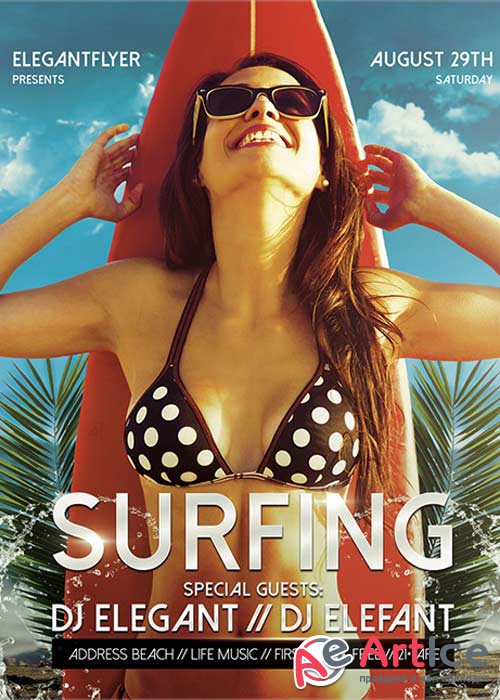 Surfing Flyer V3 PSD Template + Facebook Cover