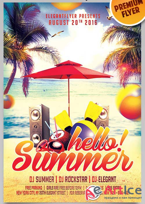 Hello Summer V1 Flyer PSD Template + Facebook Cover