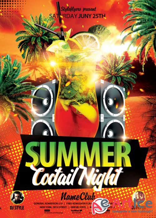 Summer Cocktail Night V7 PSD Flyer Template