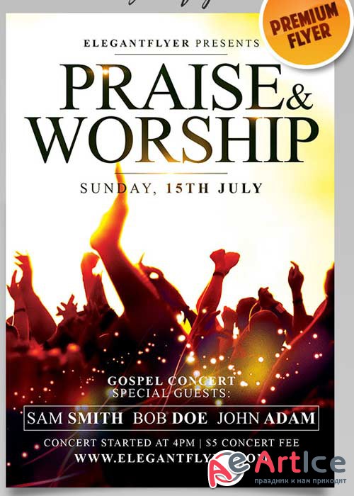 Praise And Worship V1 Flyer PSD Template + Facebook Cover