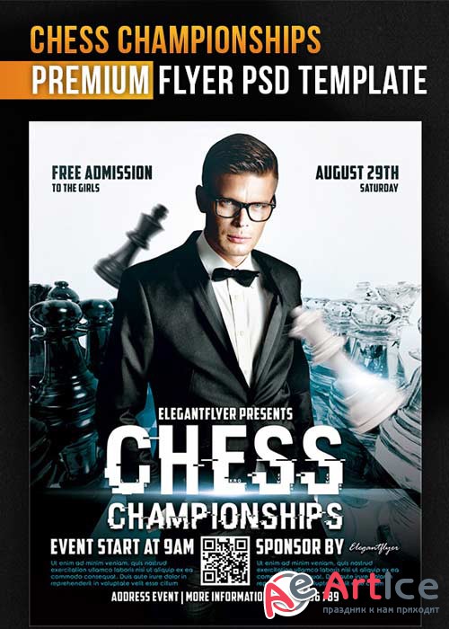 Chess Championships V1 Flyer PSD Template + Facebook Cover