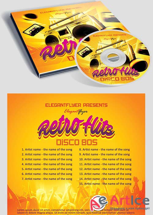 Retro Hits CD Cover PSD Template