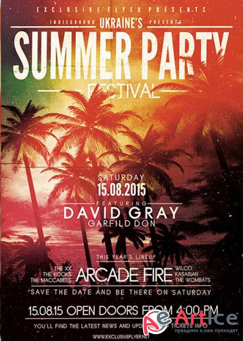 Summer Party Festival V2 Premium Flyer Template + Facebook Cover