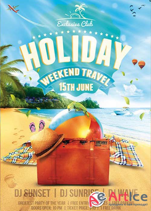 Summer Holiday Travel V1 Premium Flyer Template + Facebook Cover