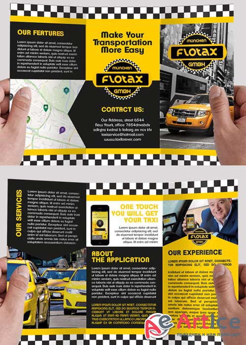 Taxi Service V1 Premium Tri-Fold PSD Brochure Template
