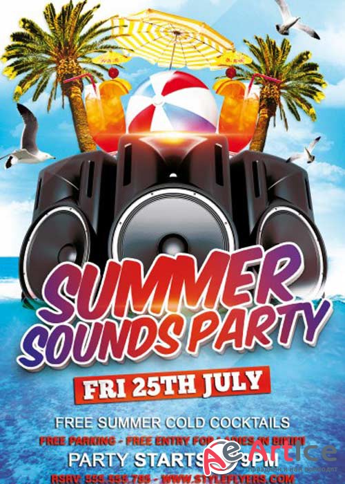 Summer Sounds Party V3 PSD Flyer Template