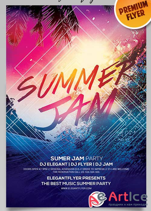 Summer Jam V1 Flyer PSD Template + Facebook Cover