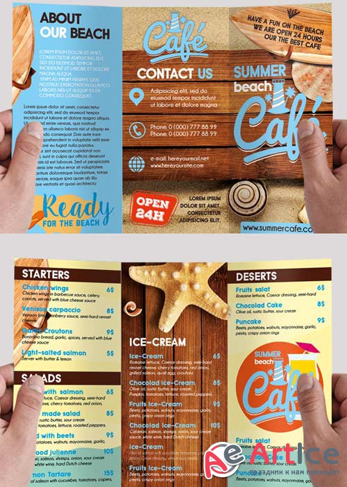Summer Food Menu V1 Premium Tri-Fold PSD Brochure Template