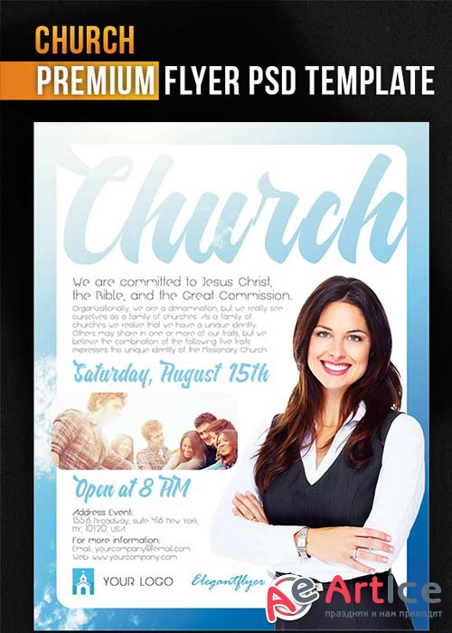 Church V1 Flyer PSD Template + Facebook Cover
