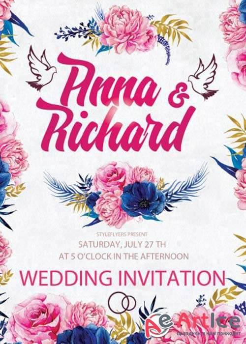 Wedding Invitation V7 PSD Flyer Template