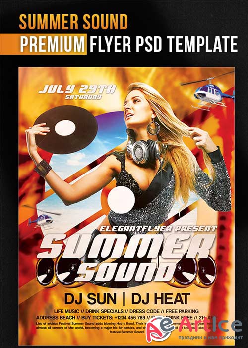 Summer Sound V1 Flyer PSD Template + Facebook Cover