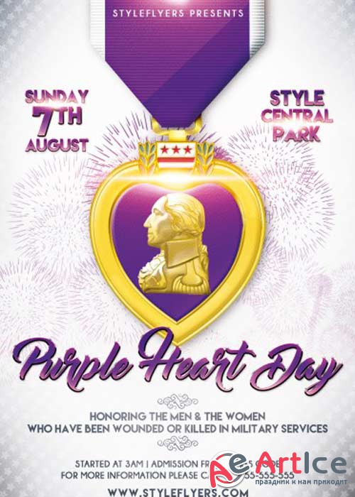 Purple Heart Day PSD Flyer Template