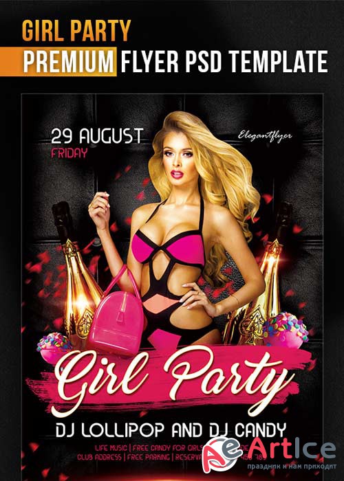 Girl Party Flyer V3 PSD Template + Facebook Cover