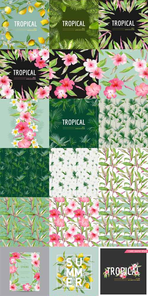Vector Tropical Cards and Seamless Patterns