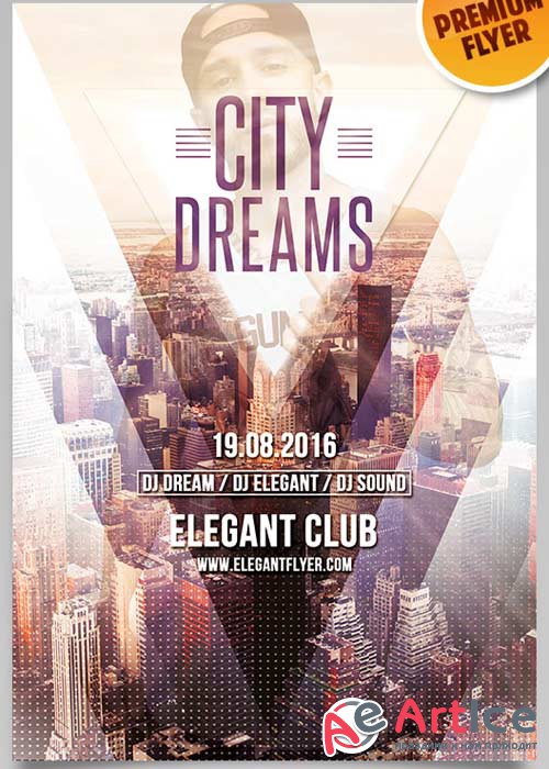 City Dreams Flyer V2 PSD Template + Facebook Cover