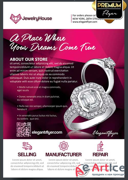 Jewelry House Flyer PSD Template + Facebook Cover