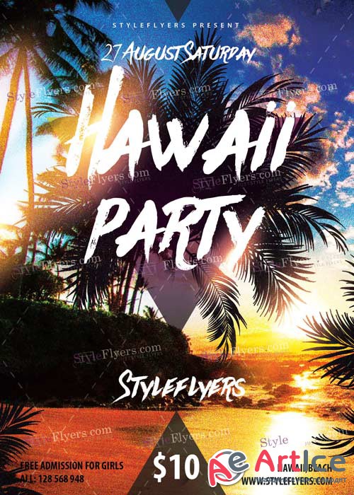 Hawaii Party V1 PSD Flyer Template