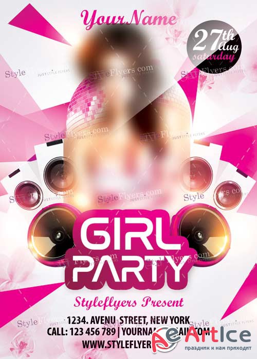 Girl Party V14 PSD Flyer Template + Facebook Cover