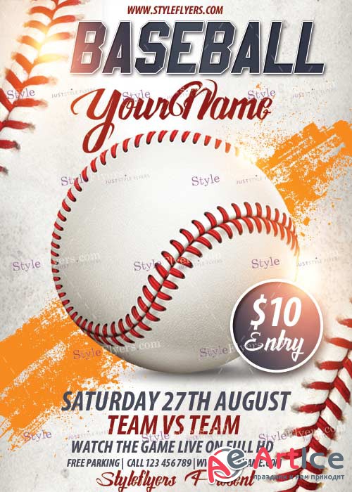 Baseball V11 PSD Flyer Template + Facebook Cover