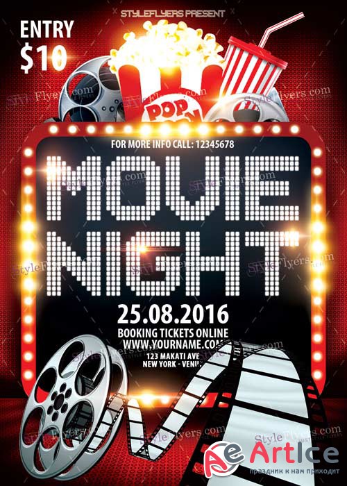 Movie Night V7 PSD Flyer Template