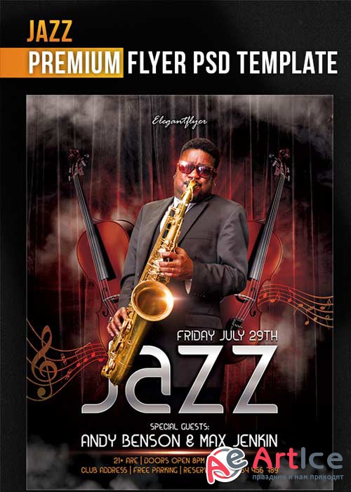 Jazz Flyer V3 PSD Template + Facebook Cover