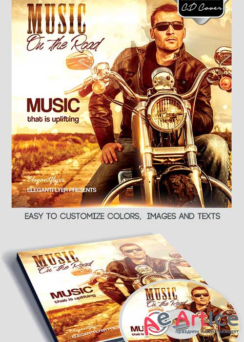 Music on the Road CD Cover PSD Template