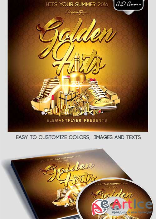 Golden Hits CD Cover PSD Template