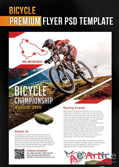 Bicycle Flyer V1 PSD Template + Facebook Cover