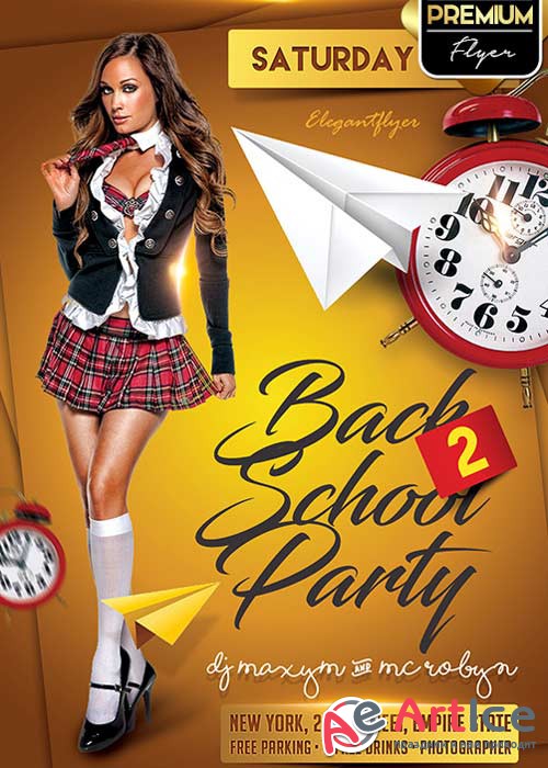 Back to School Party V02 Flyer PSD Template + Facebook Cover
