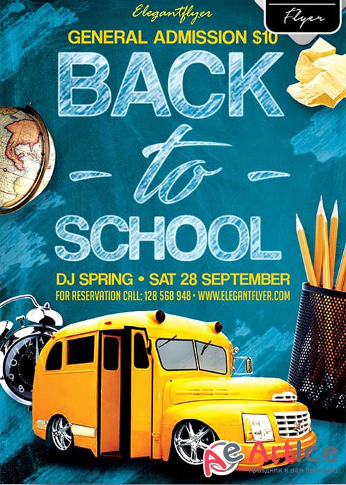 Back to School Party V7 Flyer PSD Template + Facebook Cover