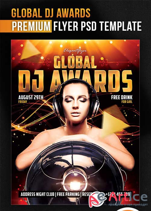 Global DJ Awards V1Flyer PSD Template + Facebook Cover