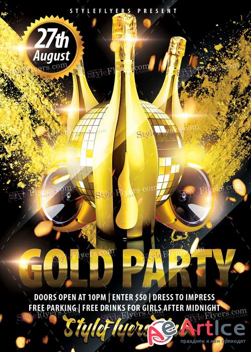 Gold Party V1 PSD Flyer Template