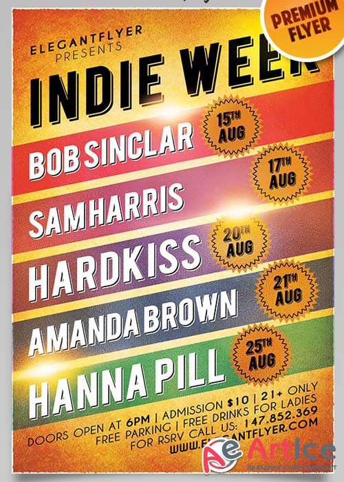 Indie Week V1 Flyer PSD Template + Facebook Cover