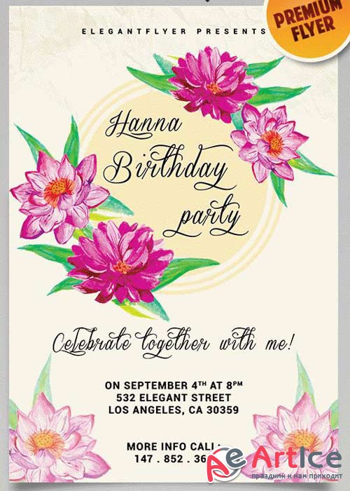Birthday Invitation V1 Flyer PSD Template + Facebook Cover