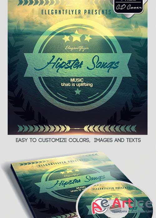 Hipster Songs V1 CD Cover PSD Template