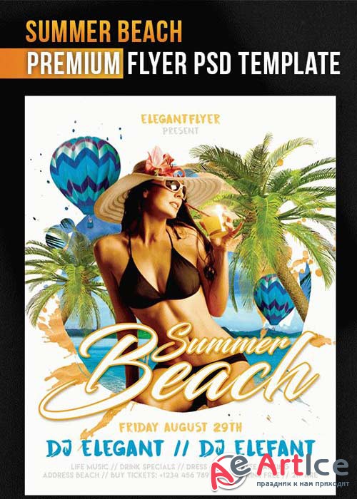 Summer Beach V5 Flyer PSD Template + Facebook Cover