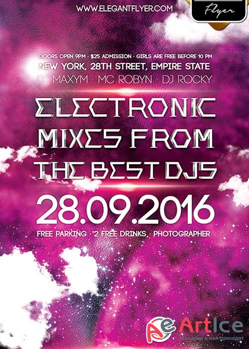 Electronic Mixes V1  Flyer PSD Template + Facebook Cover