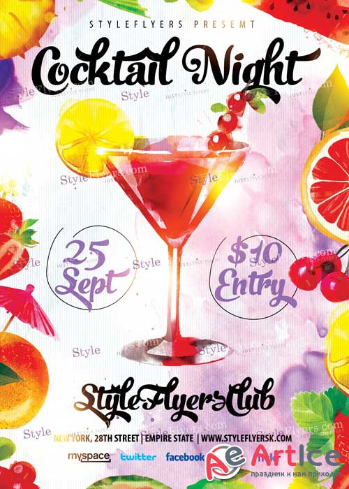 Cocktail Night PSD V2 Flyer Template
